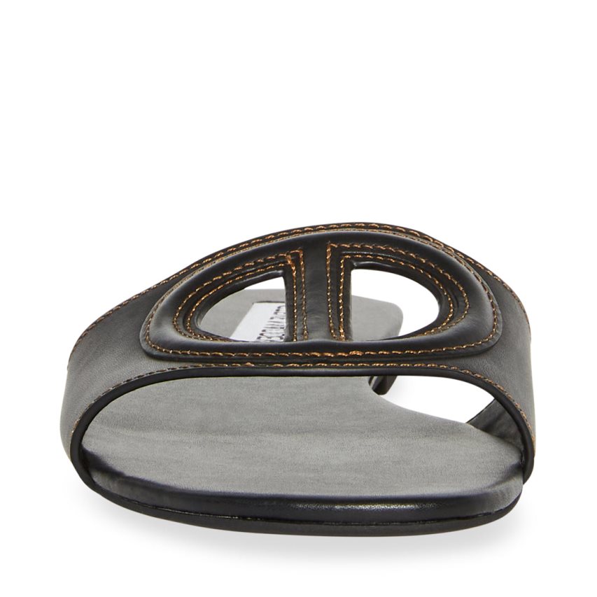 Sandalias de Diapositivas Steve Madden Kylah Cuero Mujer Negras | ES YD46S1